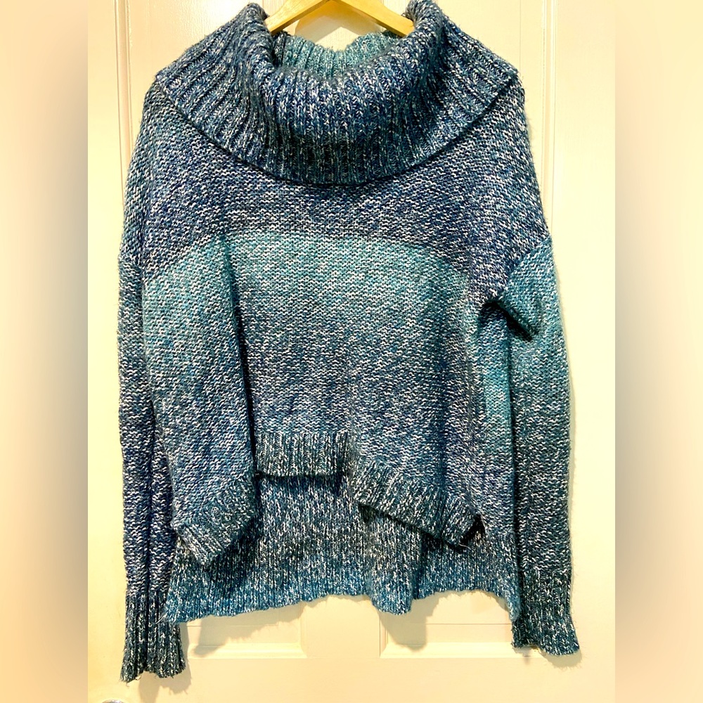 American Eagle Outfitters Blue Ombre Cowl Neck Sweater